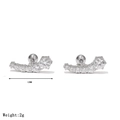 Zilveren gebogen zirkonia oorbellen met schroefsluiting en fonkelende kristallen van 12mm - Stijl L Platina