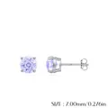 Orecchini a perno in argento S925 con zircone lavanda taglio rotondo da 7mm - 7mm