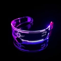 Cyberpunk LED-Brille mit lila NASA-Lasergravur und futuristischem Acrylgestell - God of War Style langsamer Wechselmodus