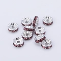 Silver disc spacer bead with purple rhinestones for DIY jewelry and bracelet making - 6mm / Silver + Purple Rhinestone