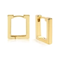 Minimalist square hoop earrings in golden mirror finish with easy huggie closure - Gold Square