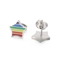 Rainbow star shaped stainless steel earrings with vibrant colorful enamel finish - Rainbow Five-Pointed Star Style (KE103939)