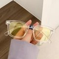 Vintage square sunglasses with transparent frames and light yellow tinted lenses - Transparent Yellow