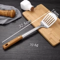 Spatola in acciaio inox con manico in legno, utensile da cucina lungo 32,5 cm - Paletta