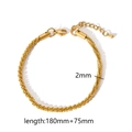 2mm gold plated stainless steel braided chain bracelet with lobster clasp and extender - Wheat Braided Chain (TB5014)