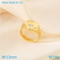 Anello a cuore in acciaio inossidabile dorato con zircone a stella, misure dalla 6 alla 10 - US 6 / Stile Cuore Zirconi (KR111014-K)
