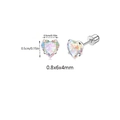 Opal heart stud earrings set for women featuring iridescent finish and screw back design - AB Magic Heart / 5mm