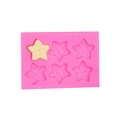 Pink silicone star-shaped mold with six cavities for fondant and cake decorating - Star / Pink