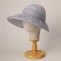Detail view of the pleated texture and curved wide brim on this elegant women sun hat - M (56-58cm) / Gray