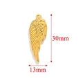 Golden feather pendant with rose detail for DIY jewelry making, size 30x13mm - Feather