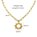 14K gold plated stainless steel paperclip chain necklace with a sun pendant charm - Sunburst Radiance Pendant
