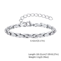 Polished silver stainless steel link bracelet with lobster clasp and extension chain - Steel