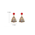 Festive Christmas tree book stack earrings with red round studs measuring 5.8x3.5cm - P4 Book Stack Christmas Tree