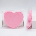 Pink heart-shaped compressed facial sponges for makeup removal packed in plastic bag - Pink Heart 70x60x8mm 20 Pcs