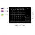 Black acrylic magnetic monthly calendar for fridge with 6 colored markers and 29.7x21cm size - TYU351 Black Small Monthly Planner (With 6 Pens)