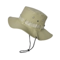 Sombrero de sol caqui de ala ancha con malla transpirable y barboquejo ajustable - Caqui