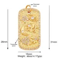 Gold-plated rectangle pendant with evil eye and lucky charms, size 31mm x 15mm - Large Rect Relief Gold L456151-Gold