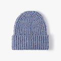 Blue speckled knit beanie for women with colorful flecks and a thick cuffed design - One Size / Grey Blue (Colorful Speckled)
