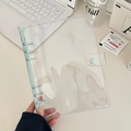 Transparent A5/A6 PVC 6-ring binder cover with mint green clips and snap closure - A5 / Baby Blue