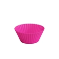 Rose red round silicone muffin cup mold with ribbed texture for professional baking - Large / Rose Red