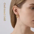 Onregelmatige geometrische twist oorbellen van 18K verguld titanium staal voor dames - Onregelmatige Geometrische Gedraaide Stijl (F316) / Goud