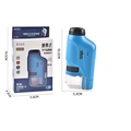 Portable blue optical microscope for kids with branded packaging box and dimensions - Chinese Packaging / Blue