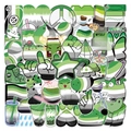 Aromantic pride theme PET stickers set featuring green watercolor cats and drinks - Pride B-51pcs