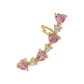 Pink and white heart-shaped gemstone ear cuff earring in 18K gold-plated finish - Gold Heart Ear Cuff Single