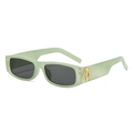 Retro rectangle sunglasses with light green translucent frames and dark gray lenses - Jelly Green Frame Black Grey Lens