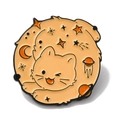 Süße Emaille-Anstecknadel mit orangefarbener Katze und Weltraum-Motiv für Kleidung - Orangefarbene Weltraumkatze