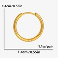 Golden irregular spring spiral hoop earrings with 1.4cm diameter and 1.1g weight - Gold Small Hoop (D500-G)