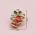 Christmas bell charm with red and green enamel and rhinestones, sized 2.0cm by 1.8cm - 2833 Rhinestone Colorful Bell