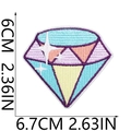 Close-up of pastel diamond embroidered patch with size markers 6cm by 6.7cm - Colorful Rhinestone