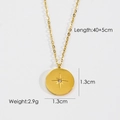Detailed view of gold starburst medallion necklace with size and weight specifications - Zircon Eight-Pointed Star