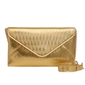 Elegant gold metallic envelope clutch bag with wavy texture and chain strap for evening events - Gold