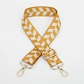 Adjustable jacquard bag strap with yellow and white herringbone pattern and gold buckles - Style 168 - Yellow White Herringbone (Gold Hook)
