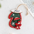 Christmas wooden glove ornament with JOY text and red green candy cane decoration - Red Glove (Style L)