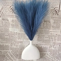 Artificial pampas grass bouquet in deep blue color styled in white matte ceramic vase - 43-45cm 7 Forks / Dark Blue