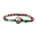 Bracelet de Noël avec perles Heishi rouges et vertes et breloque Père Noël festive - Père Noël en Pâte Polymère