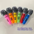 Set of 12 colorful inflatable PVC toy microphones in pink orange yellow and blue colors - 24CM New Microphone (Multicolor)