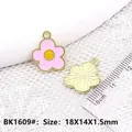 Pink tulip pendant with yellow smiley face for DIY jewelry making in golden finish - Pink Smile Flower (BK1609#)