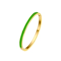 Minimalist 18K gold-plated stainless steel bangle with emerald green enamel inlay - 5mm / Cyan Green