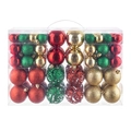 Red green and gold Christmas ball ornament set in various sizes and textures - 100pcs Pack / Red Green Gold