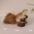 Cute foam squirrel Christmas tree ornament with pine cone on wooden base, 14cm length - Squirrel Pendant Type B