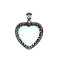 Vintage heart labradorite pendant in silver metal frame with textured details - Opal