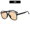 Lunettes de soleil aviateur rétro C4 avec monture noire et verres teintés thé - Monture Noire Verres Thé Clair