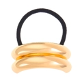 Retro geometric gold metal hair tie with double layer arc design on elastic band - Double Row Tube Style (3198) / Gold / Hair Tie