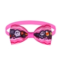 Halloween pet bowtie in magenta with ghost and skull patterns and elastic band - Pink Skull Candy