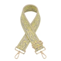 Detail of adjustable paisley jacquard bag strap with gold-tone swivel lobster clasps - Yellow