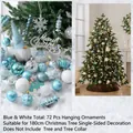 72-piece blue and white Christmas tree ornament set including baubles and gnomes - 180cm Christmas Tree Accessory Pack / Blue & White